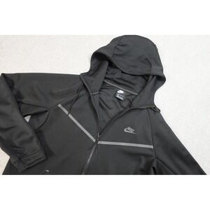 Nike Tech Fleece Sweatshirt Mens Large Black Full Zip Hoodie Athletic Hood